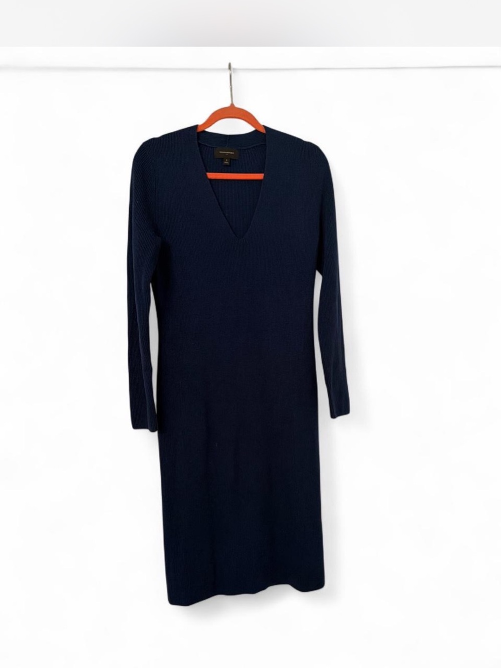 Banana Republic Navy Long Sleeve V-Neck Knit Dress